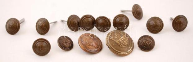 12+2 db katonai egyenruha gomb a Horthy-korszakból