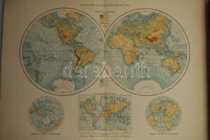 1893 Andrees Handatlas  világatlasz könyv formájú doboz 91 nagyméretű színes térképpel / Allgemeiner...