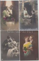 Egy doboznyi főként RÉGI motívum lap: hölgyek, művészlapok, üdvözlőlapok, katonai lapok, folklór lap...