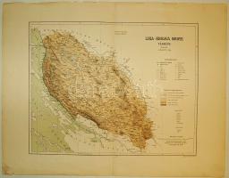 1890 Lika-Krbava megye térképe / Landkarte von Bezirk Lika-Kbrava 45x58 cm