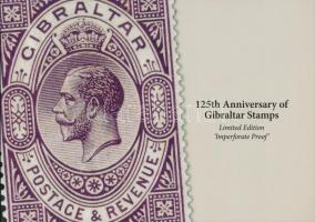 2011 125 éves a gibraltári bélyeg limitált kiadású sor + vágott próbanyomat blokk, példányszám:1000 ...