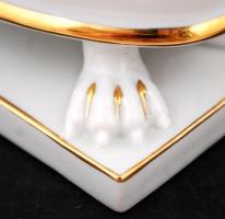 Herendi virágmintás porcelán karmos kaspó, kézzel festett, hibátlan, jelzett, 15x10x10 cm