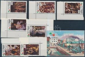 Stamp exhibition ITALIA corner set + block, ITALIA bélyegkiállítás ívsarki sor + blokk