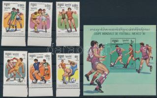 Football world cup margin set + block (missing Mi 727), Labdarúgó Világbajnokság ívszéli sor + blokk (hiányzik Mi 727)