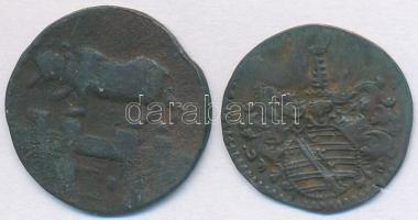 Német Államok / Anhalt-Bernburg 1793. 1pf Cu + Szász-Gotha-Altenburg 1744. 1h Cu T:3
German States ...