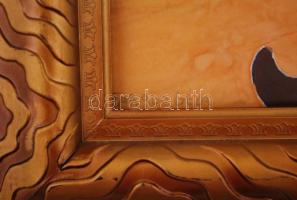 Faragó jelzéssel: Hölgy fekete macskával. Akvarell, papír, keretben, 28×24 cm