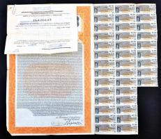 Budapest 1927. "Budapest Székesfőváros" kötvény 1000$-ról, bélyegzésekkel, szelvényekkel é...