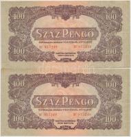 1944. 100P "A Vöröshadsereg Parancsnoksága" (4x) sorszámkövetők T:III szép papír