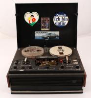 Majak 205 szovjet magnetofon + sok mágnesszalaggal, 35×31 cm