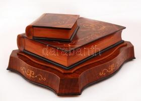 Asztali titok doboz, intarziás, apró sérüléssel, 26×34 cm