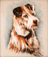 Jelzés nélkül: Foxi. Pasztell, selyem, üvegezett antik keretben, 22×19 cm