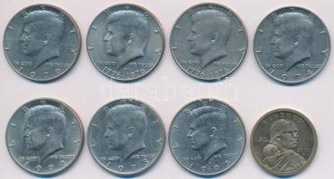 Amerikai Egyesült Államok 1972-1995. 1/2$ "Kennedy" (7xklf) + 2000S 1$ "Sacagawea&quo...