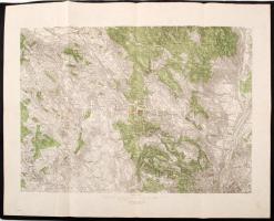 cca 1914 Piliscsaba, Pilisvörösvár és környékének katonai térképe, kiadja a K.u.k. Militärgeographisches Institut, hajtott, 61x48 cm