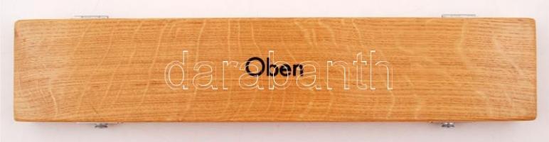 Oben, Jena, precíziós, maratott üvegvonalzó fa tokkal / Precision ruler