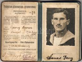 1917 Nemzetközi Repülőszövetség fényképes igazolványa hidropllán-pilóta részére / Fotoausweis für Wasserflugzeug-Pilot