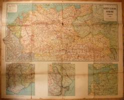 cca 1914-1918 Közép-Európa háború térképe, kiadja a Magyar Földrajzi Intézet, 94x120 cm