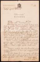 1935 Próbaidős rendőr tollbamondásos jelentése, gyakrolásként