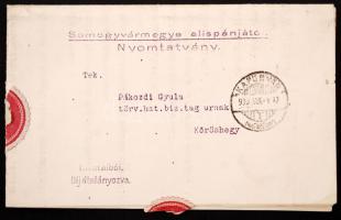 1930 Meghívó Somogy vármegye rendkívüli közgyűlésére, napirendi pontokkal