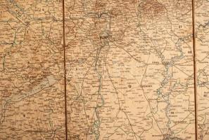 1887 Magyarország és Horvát-Tótország térképe, vásznon, Homolka József, Eggenberger, 1:900.000,, 80x...