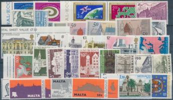 1973-1975 34 diff. stamps, with complete sets, margin stamps and relations, 1973-1975 34 klf bélyeg, közte teljes sorok, ívszéli bélyegek és összefüggések, 1973-1975 34 verschiedene Marken, mit ganzen Sätzen, Marken mit Rand und Zusammendrucken
