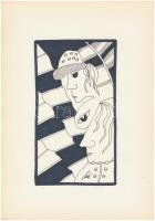 Szász jelzéssel: Arcok III. Vegyes technika, papír, 19×10 cm