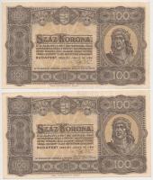 1923. 100K "Magyar Pénzjegynyomda Rt. Budapest" (2x) T:I,I-