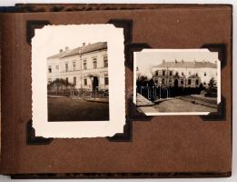 cca 1940 Azonosítatlan vidéki város kórházáról készült fotók, szép faragott fa borítású fényképalbum...