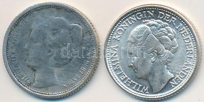 Curacao 1901-1944. 1/10G Ag "Vilma" (2x) T:2,3 Curacao 1901-1944. 1/10 Gulden Ag ""Wilhelmina" (2x) C:XF,F