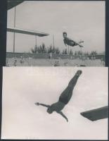 cca 1930 Egy műugró szép gyakorlatát bemutató fotósorozat, ismeretlen szerző 5 régi negatívjáról kés...