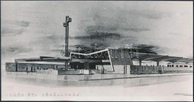 1969 Budapest, a metró Fehér úti végállomásának látvány terve és megvalósításának kezdete, 3 db fotó...