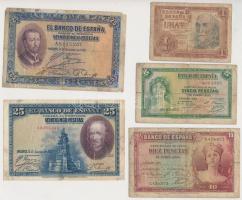 Spanyolország 1925-1953. 1P-100P (6xklf) T:III,III- Spain 1925-1953. 1 Peseta - 100 Pesetas (6xdiff) C:F,VF