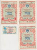 Szovjetunió 1954. 10R "Állami Kölcsön Kötvény" (3x) sorszámkövetők + 1976. 10k "Deviz...