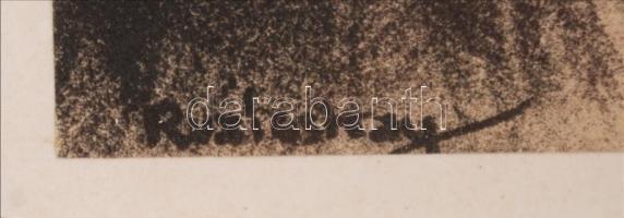 Ruzicskay György (1896-1993): A keresett nő. Algráfia, papír, jelzett az algráfián, üvegezett keretb...