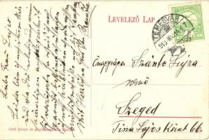 Temesvár, Ferenc József út, Lloyd-palota, piac; Gerő könyv- és papírkereskedés kiadása / Lloyd Palac...