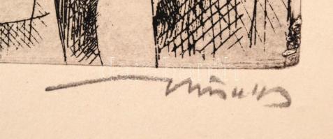 Hincz Gyula (1904-1986): Képzőművészeti szabadiskola. Rézkarc, papír, jelzett, 19×29 cm