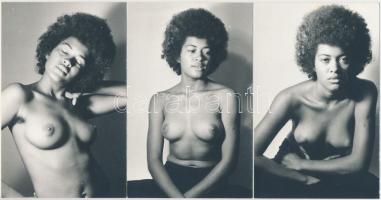 cca 1980 Bimbózó szépség, 3 db finoman erotikus fénykép, 14x9 cm / cca 1980 3 erotic photos, 14x9 cm