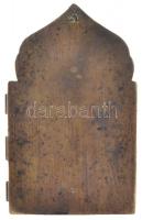 XIX. sz. eleje: Úti ikon, triptichon egy része,orosz, zománcdíszes bronz, Jézus és Mária életéből ve...