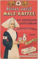 Vöröskeresztes Malz-Kaffee reklám címke, 14x9cm