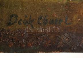 Deák jelzéssel: Ház a dombok között. Olaj, vászon, 29×36 cm