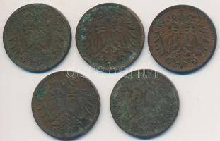 Ausztria 1896-1915. 1h Br (5xklf) T:2-
Austria 1896-1915. 1 Heller Br (5xdiff) C:VF