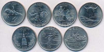 Amerikai Egyesült Államok 1999-2007. 1/4$ Cu-Ni "50 Állam" (7xklf) T:1-2
USA 1999-2007. 1...