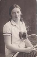 Girl with tennis racket, 'Brenner utódai fényképészeti műterem, Szeged' (EK)