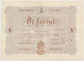 1848. 5Ft Kossuth bankó barna T:restaurált