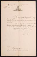 1894 A magyar kir. igazságügyminiszter fejléces papír államtitkári aláírással, 34x21cm