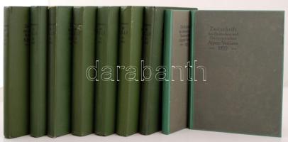 Zeitschrift des Deutschen und Österreichisen Alpenverein. 9 kötet a sorozatból 1909 - 1913, 1915,16,21,22. Innsbruck, 1895-1908. Verlag des D. und Ö. Alpenvereins. Nagyon sok képpel. Egészvászon kötésben, szép állapotban / With many illustrations, in full linen binding, in nice condition.