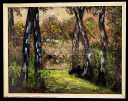 Ács jelzéssel: Erdőszéli fák. Olaj, vászon, üvegezett keretben, 53×46 cm