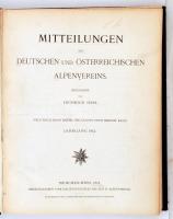 Mitteilungen des Deutschen und Österreichisen Alpenvereins. München, Wien, 1912. Verlag des D. und Ö. Alpenvereins. Egészvászon kötésben, szép állapotban / In full linen binding, in nice condition.