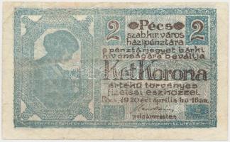 Pécs 1920. 2K pénztárjegy T:restaurált