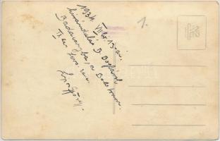1934 Zenészek Balatonboglár és Badacsony között, fotólap, verzón feliratozva, 9x14cm