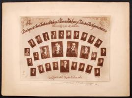 1925 A Budapesti X. ker. Tisztviselőtelepi Állami Széchenyi István Reálgimnázium végzős osztályának tablóképe kartonra kasírozva, 16x23cm